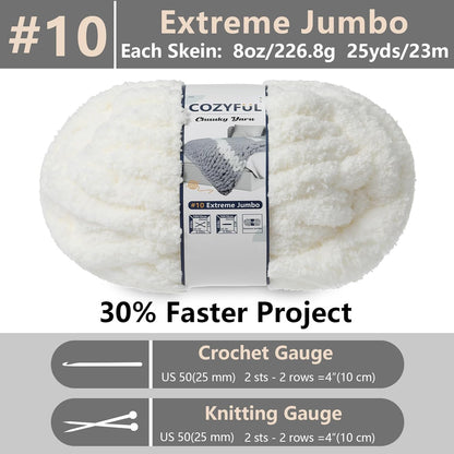 Jumbo Big Thick Chunky Yarns for Crocheting Super Bulky Chunky Knit Blanket Yarns, 8 Skein