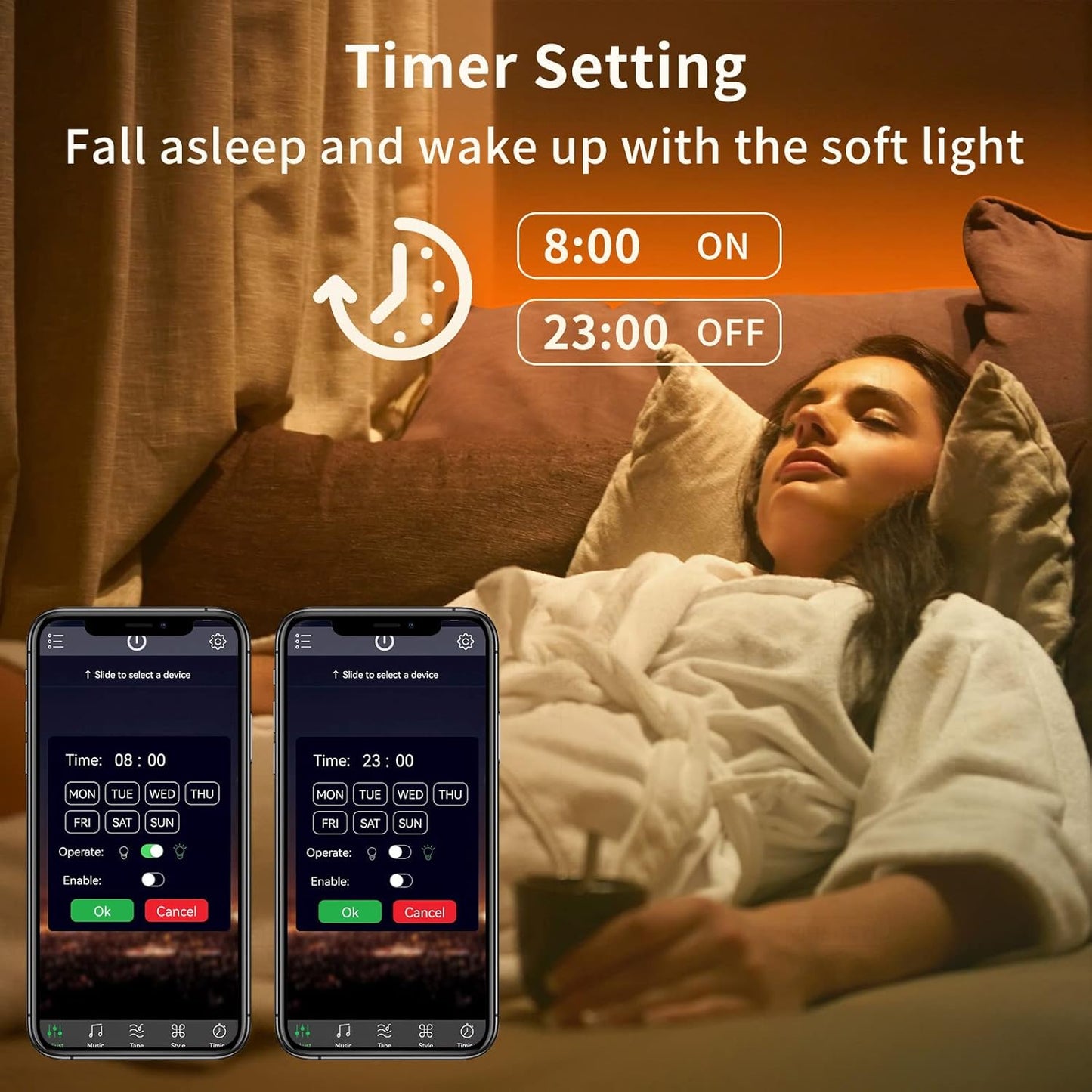 100ft Led Strip Lights RGB Music Sync Color Changing Led Lights with Smart App Control Remote