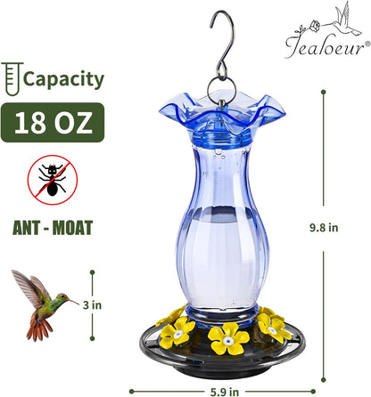 18 OZ Humming Birds Feeders with 6 Bee Guard Feeding Ports & Built-in Ant Moat Easy to Clean Durable Outdoor Garden Decor