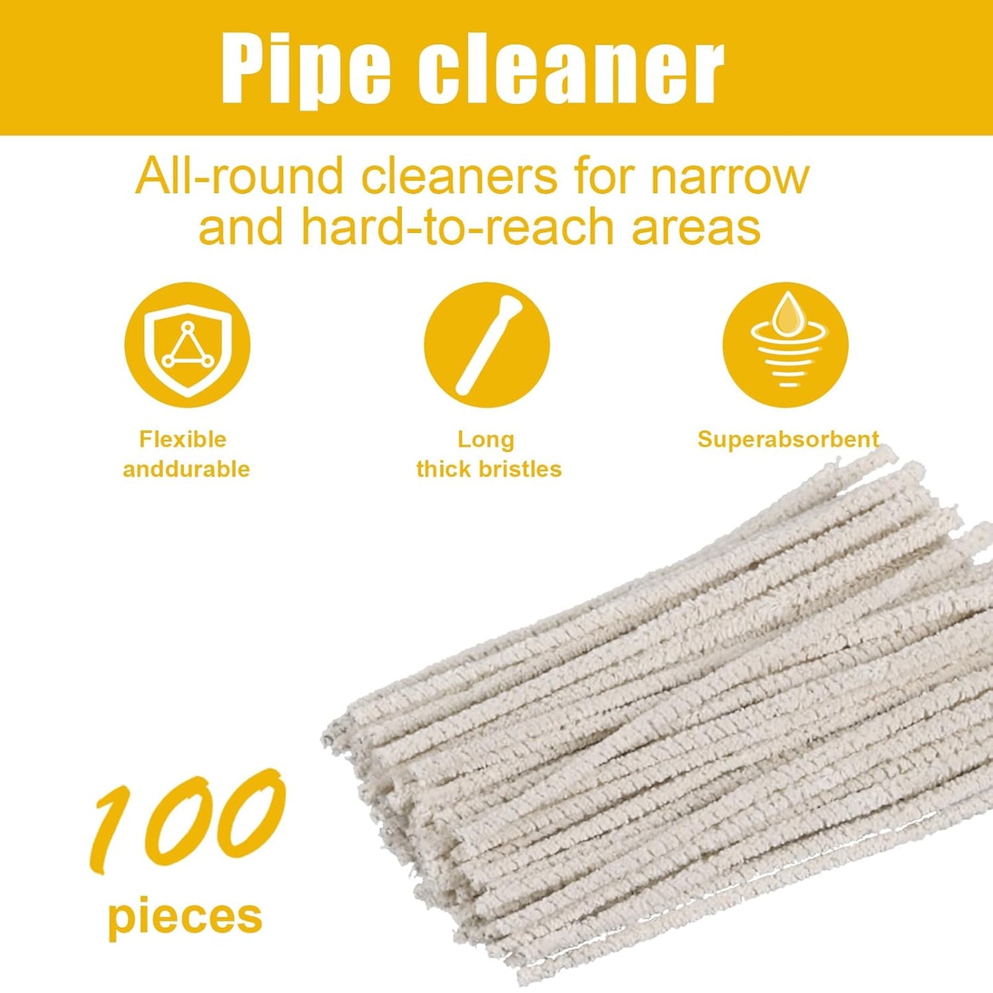 6 Inch Conical Pipe Cleaner Made of Pure Cotton Without Falling Debris Used for Removing Tar, Resin