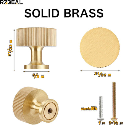 4pcs Solid Brass Cabinet Knobs Pulls Cabinet Drawer Dresser Gold Knobs Modern Handles
