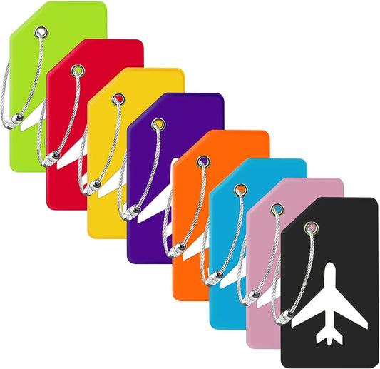 8 Pack Silicone Luggage Tag for Suitcases with Stainless Loop TSA Approved Privacy Protection Travel Essentials Bag Tags