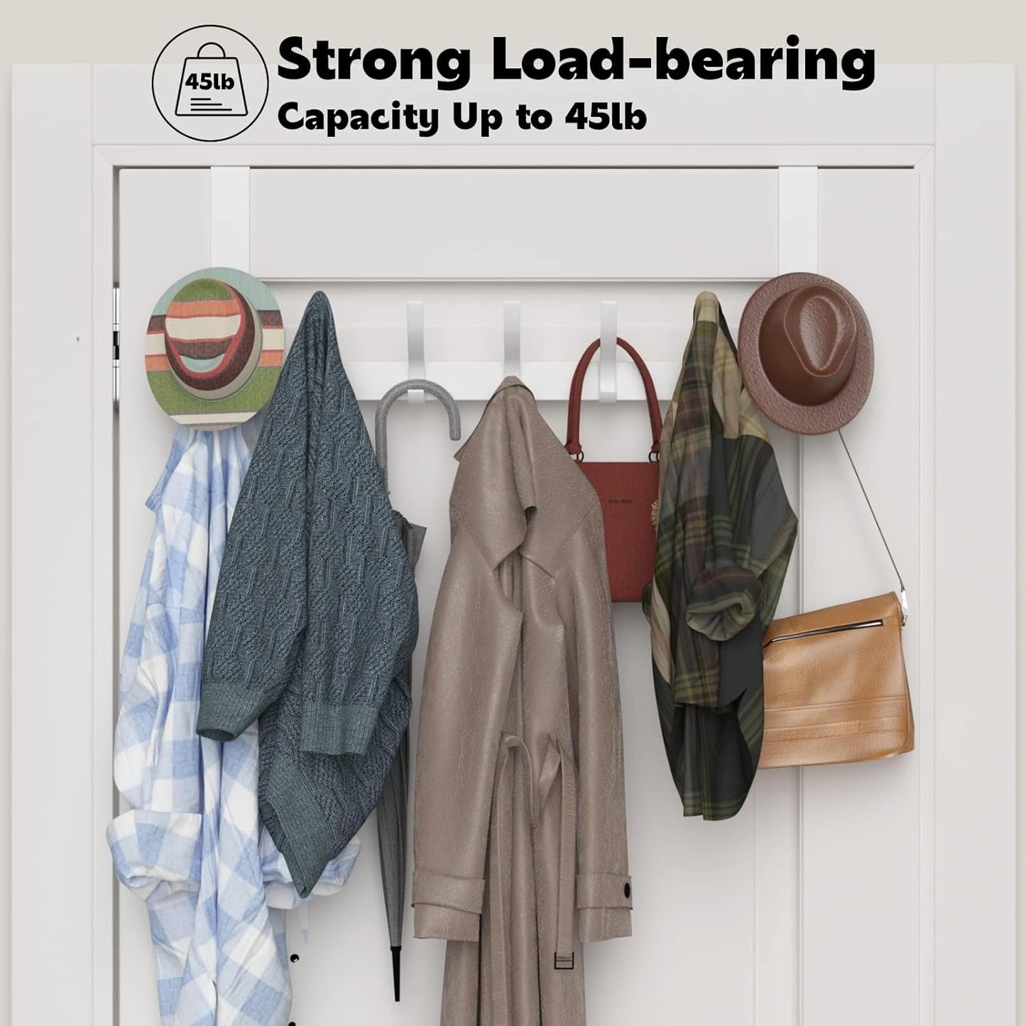 Sturdy Door Hanger Large Over The Door Towel Rack with 12 Hooks Heavy Duty Easy to Install for Bathroom Bedroom