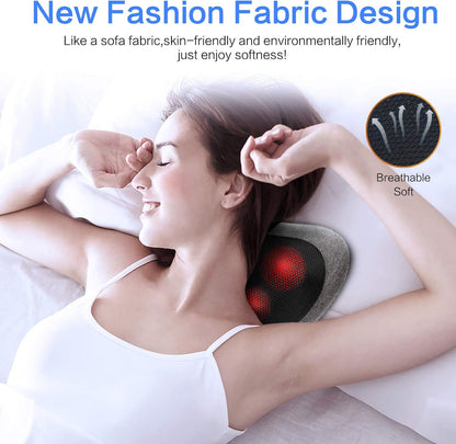 Back Massager with Heat Deep Tissue Massage Pillow for Neck Shoulder Foot & Lower Back Pain Relief