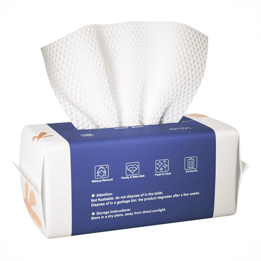Disposable Biodegradable Clean Facial Towels for Sensitive Skin Lint- free Face Cloths for Makeup Remover