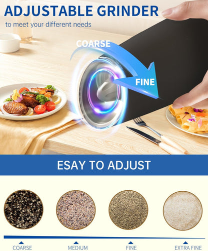 Electric Salt and Pepper Grinder Set Automatic Salt and Pepper Grinder Set with LED Light Battery Operated