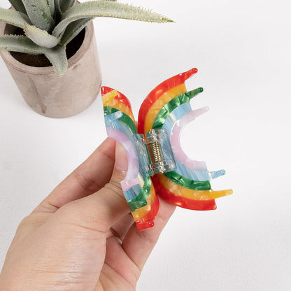 Hair Claw Clip Non Slip 3inch Acrylic Acetate 90's Strong Hold Jaw Barrettes Cute for Women Girls Thin Thick Curly Hair Rainbow