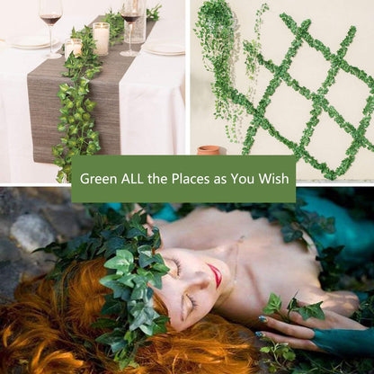12 Pack Fake Vines for Room Decor Artificial Ivy Garland with Clip Green Flowers Hanging Plants