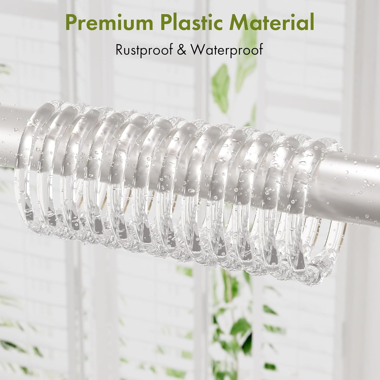 24 Pcs Shower Curtain Hooks O Shape Clear Shower Curtain Hooks Rings, Easy to Snap Closure