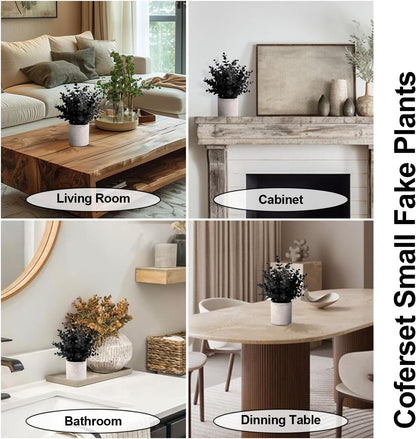 2 Pack Fake Eucalyptus Small Fake Plants Potted Artificial Plants for Halloween Shelf Desk Home Farmhouse
