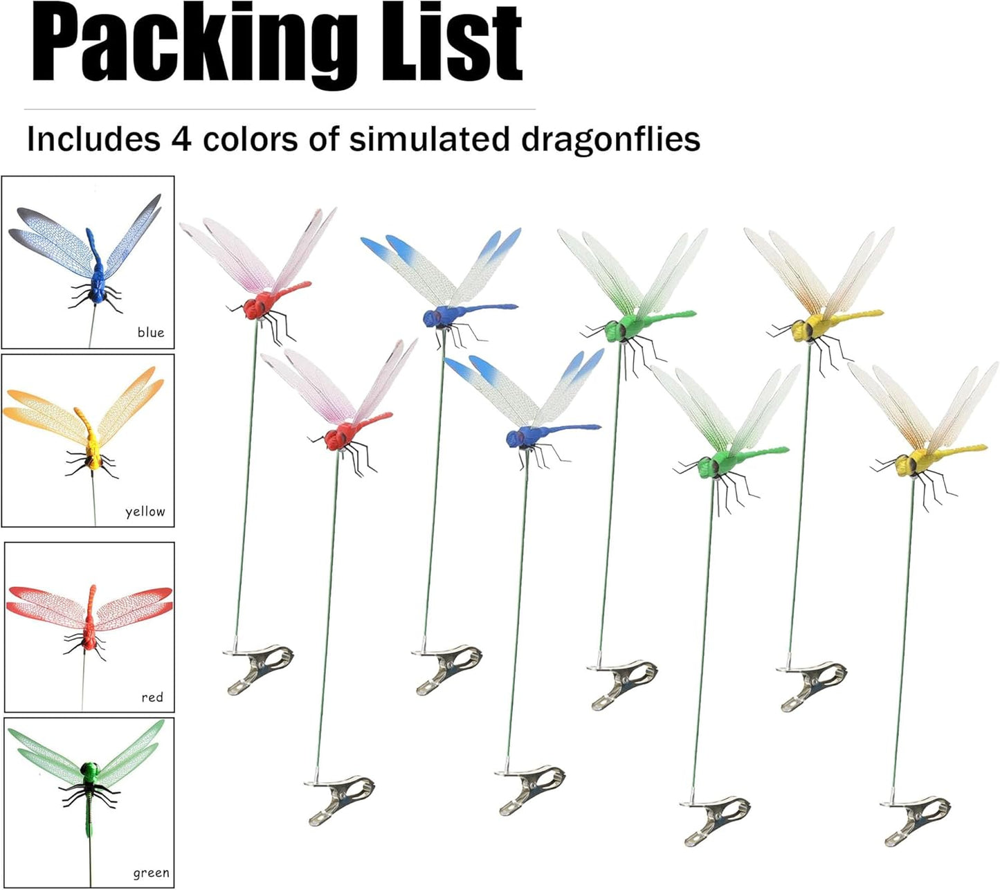 3D Outdoor Dragon Fly Decor Clip on Dragonfly for Bugs Dragonfly Garden Stakes Gardening Decoration