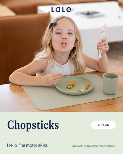 Set of 2 Training Chopsticks Made of Silicone and Eco-Friendly Wheat Straw PP  Ages 2 Years And Up