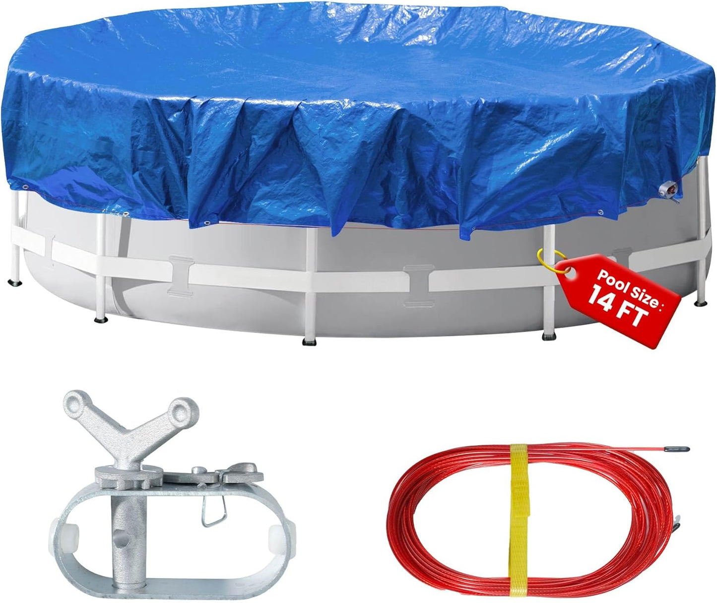 18 Ft Round Heavy Duty Winter Pool Cover for 14 ft Above Ground Pool Cold and UV Resistant, Weatherproof