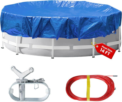 18 Ft Round Heavy Duty Winter Pool Cover for 14 ft Above Ground Pool Cold and UV Resistant, Weatherproof