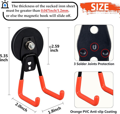 Heavy Duty Magnetic Garage Hooks Strong Large Magnet Hooks for Power Drill Garden Tools