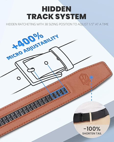 Ratchet Belt for Men 2 Packs Leather Mens belt For Gift Men Dress and Casual
