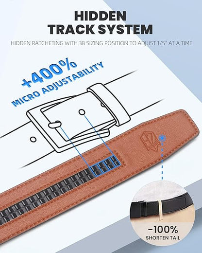 Ratchet Belt for Men 2 Packs Leather Mens belt For Gift Men Dress and Casual