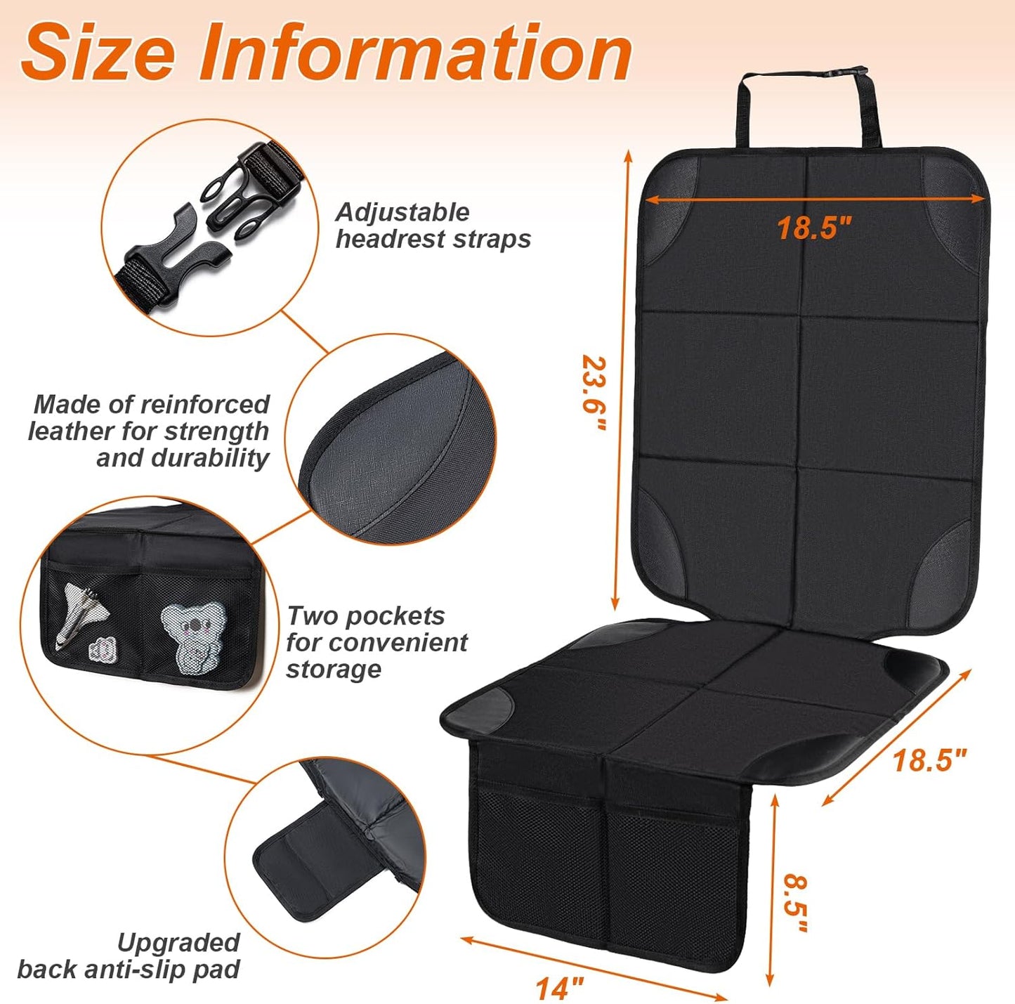 2Pack Car Seat Cushion with Thickest Padding and Non-Slip Backing Waterproof 600D Fabric Car Seat Covers
