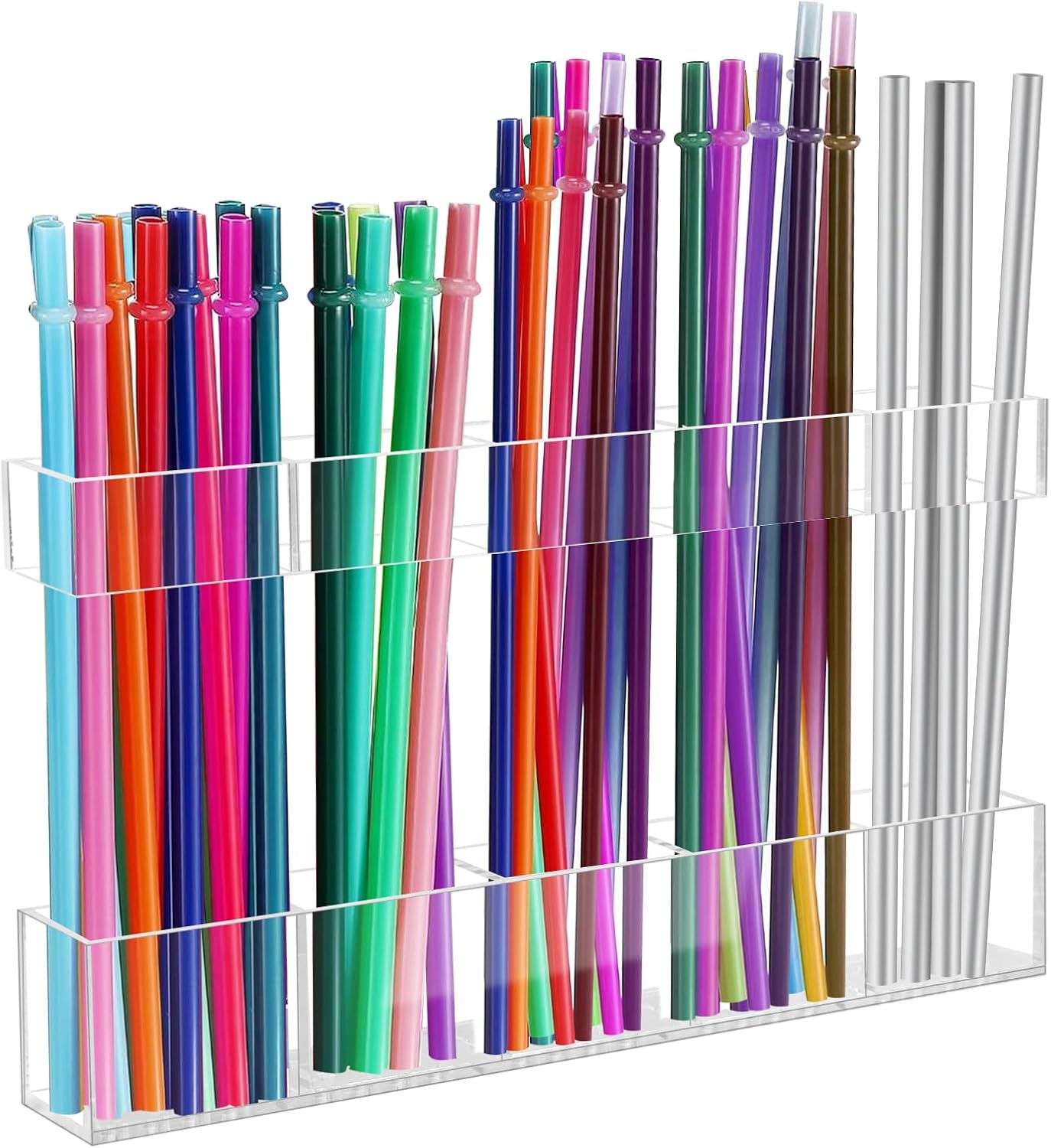 Acrylic Straw Holder for Cabinet Door  Reusable Tumbler Straw Organizer Storage Small Kitchen Accessories Container