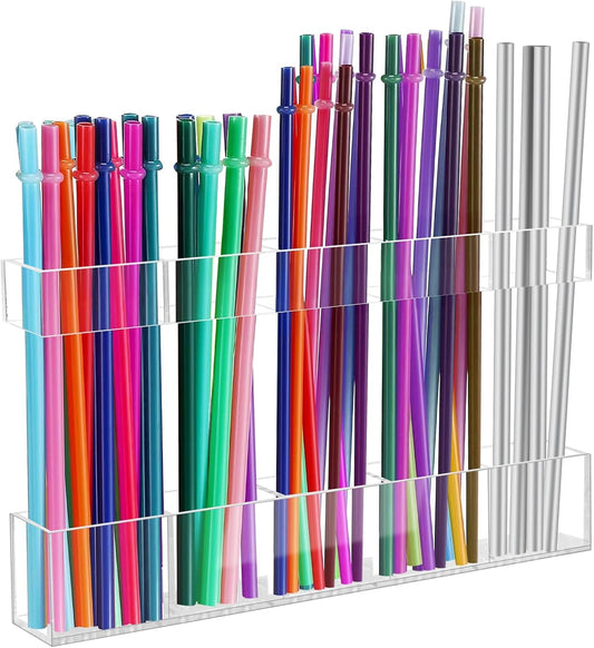Acrylic Straw Holder for Cabinet Door  Reusable Tumbler Straw Organizer Storage Small Kitchen Accessories Container