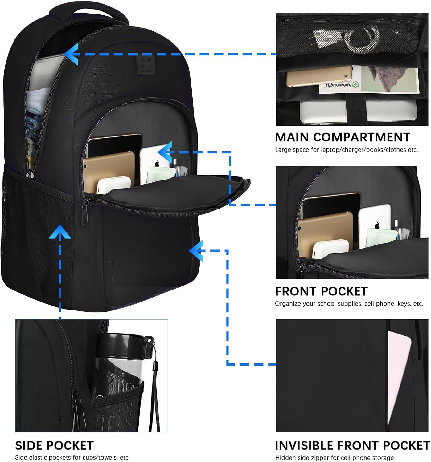 Extra Large Backpack 17.3 Inch Business Laptop backpack for Men Women with USB Charging Port Water Resistant