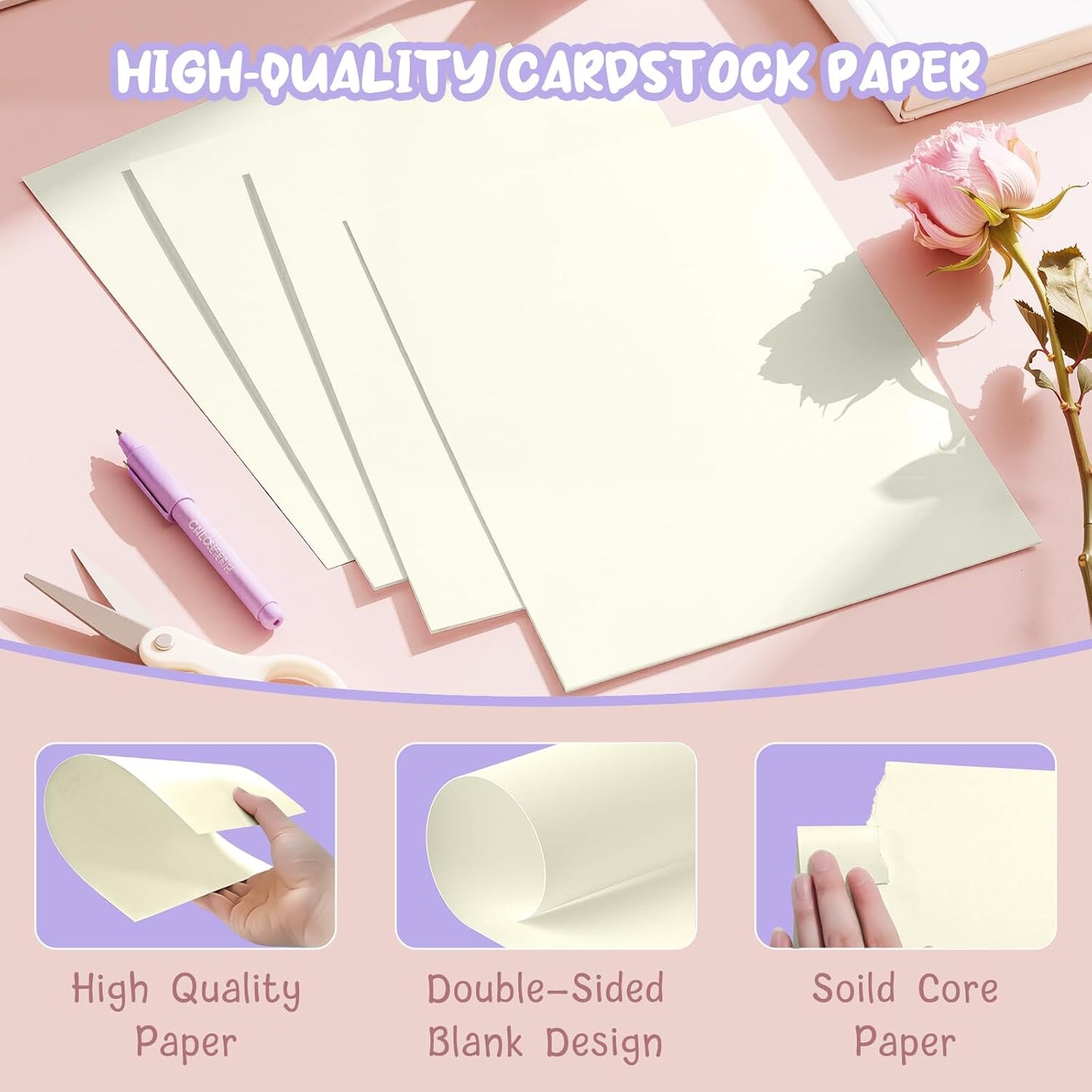 Cream Cardstock Paper 8.5 x 11 Ivory Cardstock Printer Paper 8.5x11, Off White Card Stock Paper 8.5 x 11, 200 GSM