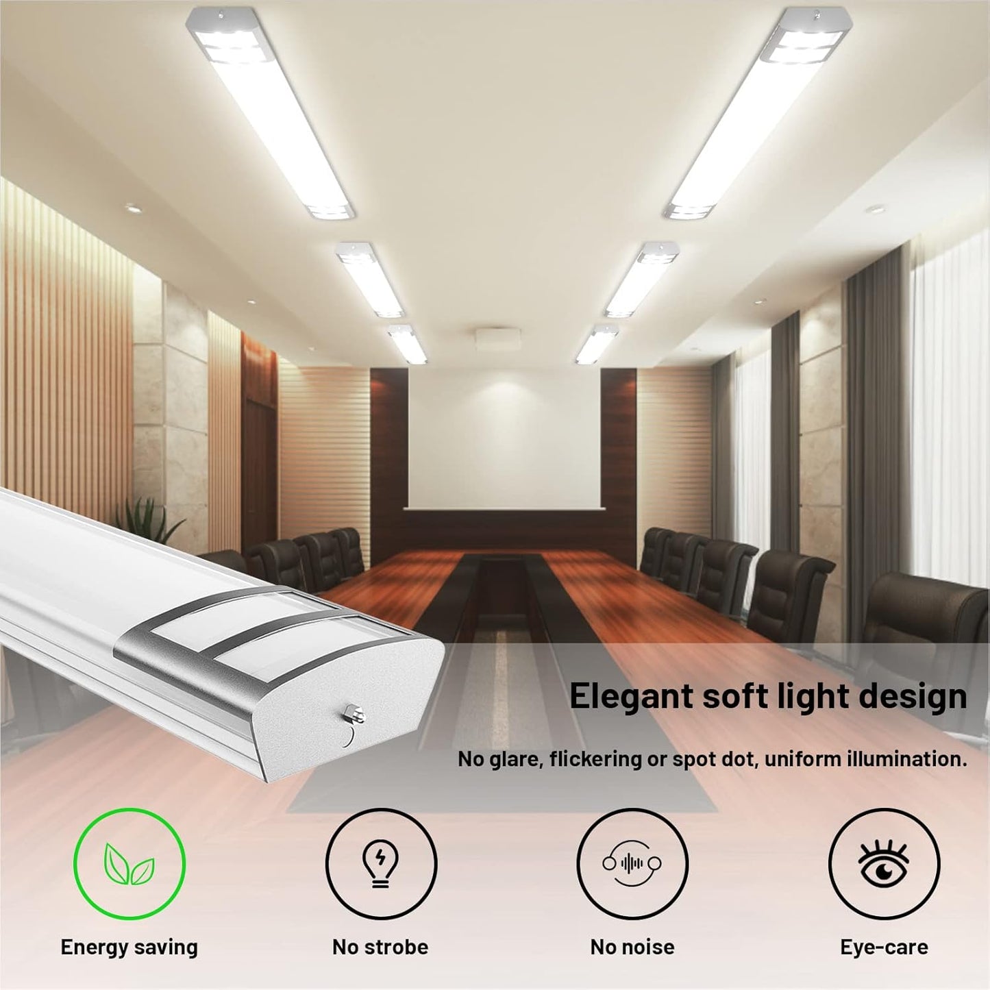 4FT LED Flush Mount Puff Lights 40W 4500LM 4000K Neutral White 48 Inch Linear LED
