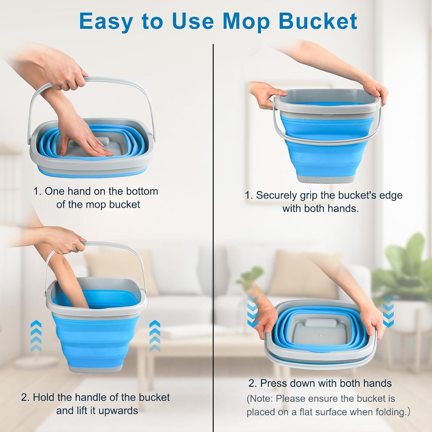 Bucket with Handle for Household Cleaning Portable Silicone Ice Bucket for Outdoor Camping Fishing
