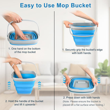 Bucket with Handle for Household Cleaning Portable Silicone Ice Bucket for Outdoor Camping Fishing