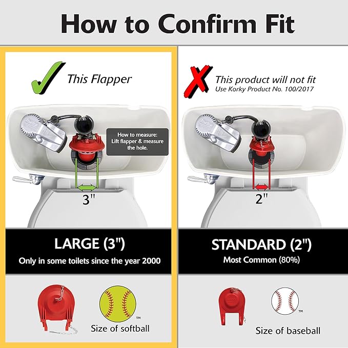 Universal Toilet Flapper Replaces Most Large 3 Inch Flappers Long Lasting Rubber