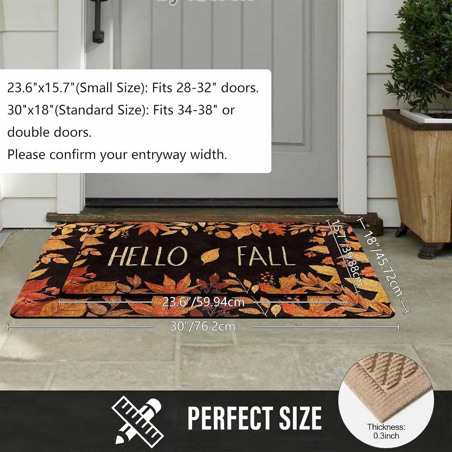 Hello Door Mat Fall Door Mat Fall Maple Leafs Doormat for Indoor Outdoor Entrance Floor Mats Non Slip