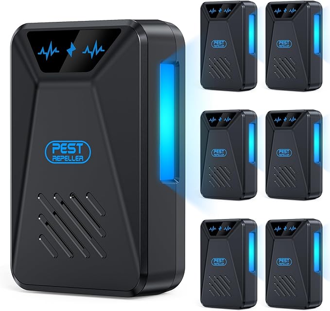 6 Packs Ultrasonic Pest Control Repeller Electronic Pest Repellent Plug in Indoor for Insect Roaches Spider