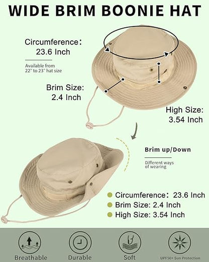 Sun Hats for Men Women Bucket Hat UPF 50+ Boonie Hat Foldable UV Protection Hiking Beach Fishing