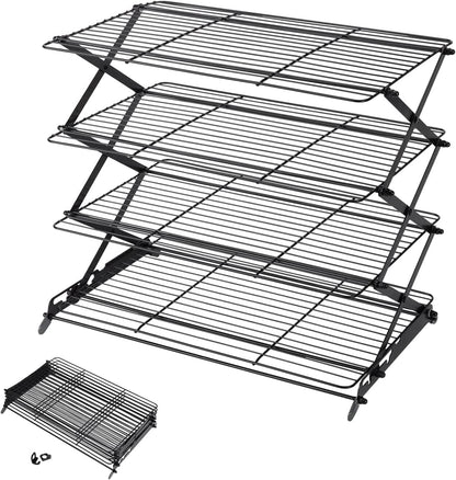 Upgraded Collapsible Cooling Rack with Adjustable 3 Setting Design Stackable Roasting Cooking