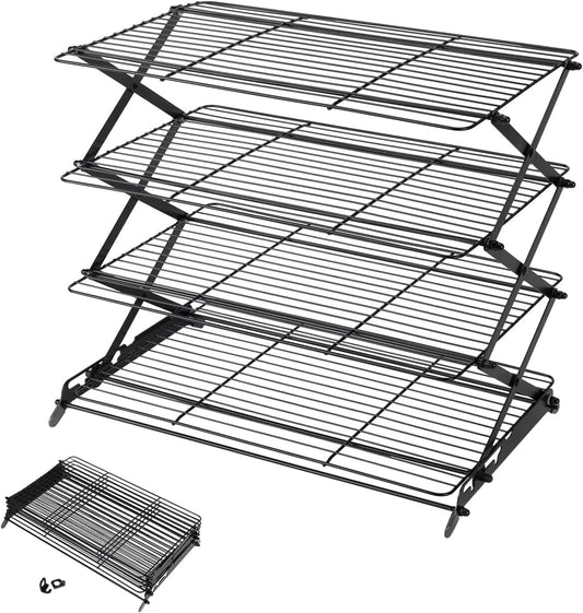 Upgraded Collapsible Cooling Rack with Adjustable 3 Setting Design Stackable Roasting Cooking