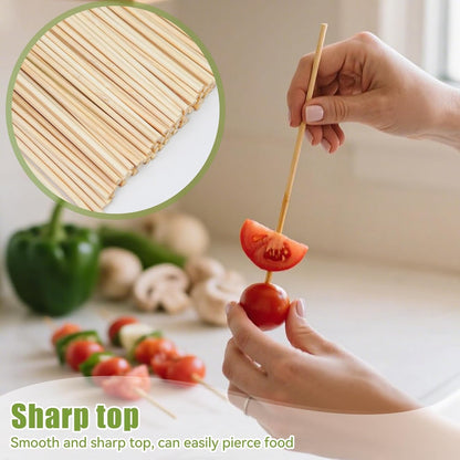 200PCS 8 inch Bamboo Skewers for BBQ Appetizer Fruit Cocktail Kabob Chocolate Fountain Grilling