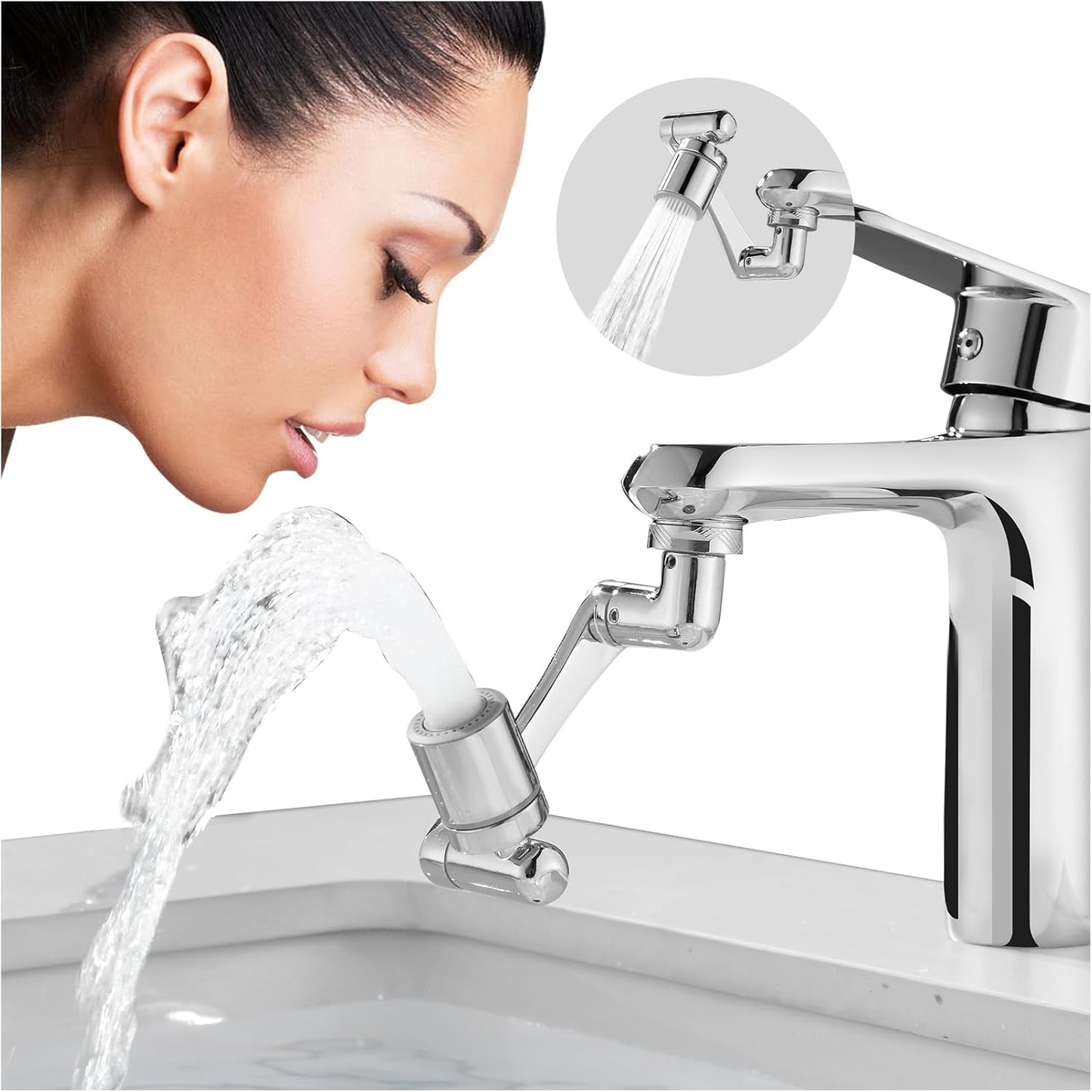 Extender Sink-Aerator 2-Mode Splash Water Tap Extension Kitchen Bathroom 360 Rotate Spray Attachment