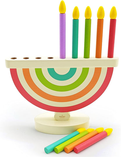 Children Wooden Chanukah Menorah with Removable Candles (Single)
