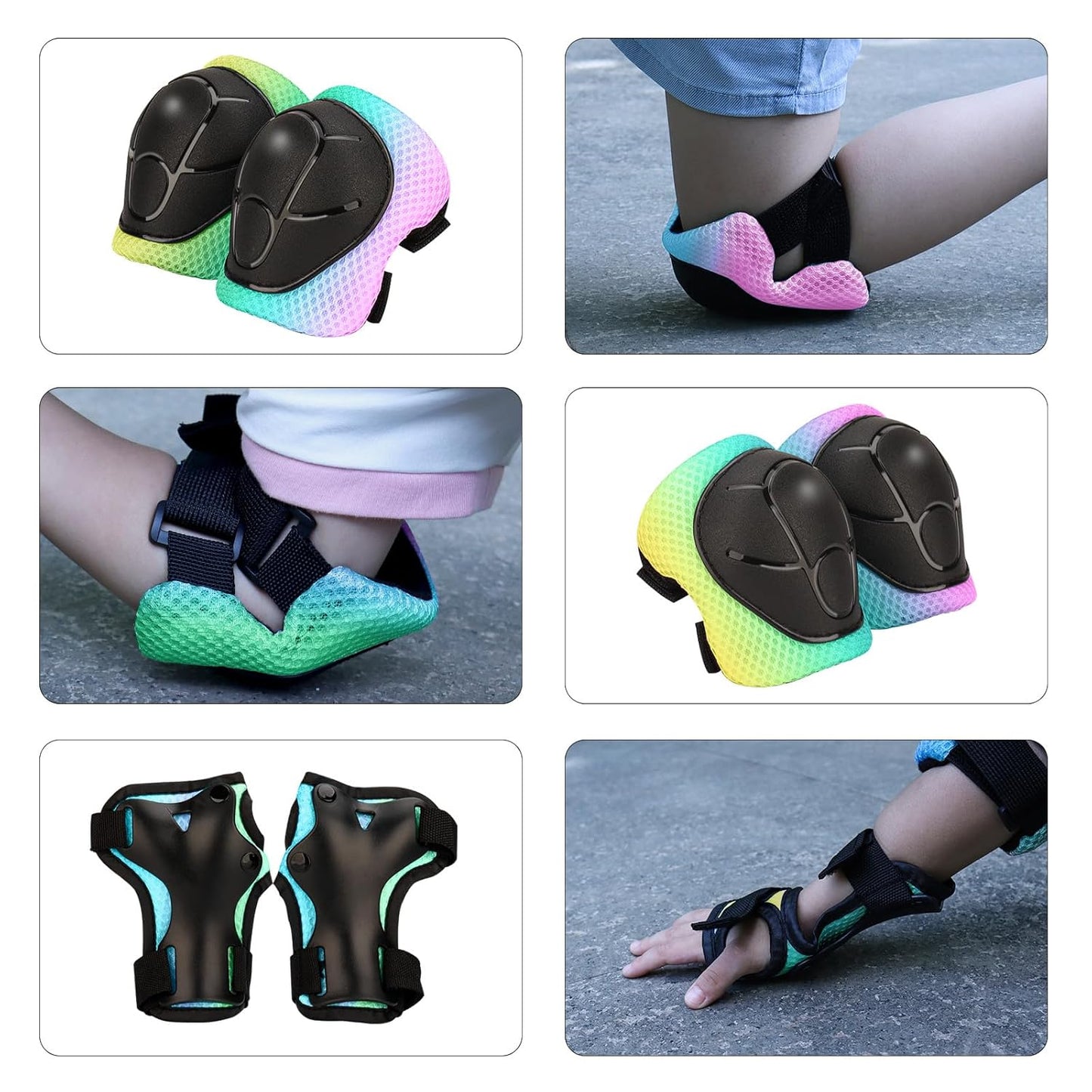 Knee Pads Elbow Pads with Wrist Guards for Ages 3-12 | 3-in-1 Safety Protective Gear for Skating Cycling Biking
