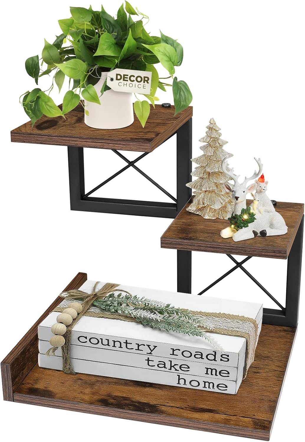 Desk Shelf Organizer Wood Desktop Organizer Small Bookshelf 3 Tier Storage Shelf Riser Display Stand for Office Decor
