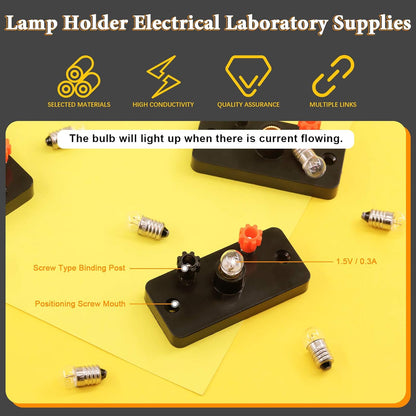 20 Pcs Physics Experiment Lamp Holder Electrical Laboratory Supplies Kit Includes E10 1.5V 0.3A Miniature Light Bulbs