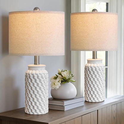 Ceramic Bedside Lamp Set of 2 for Bedroom Decor Farmhouse Table Lamp for Living Room