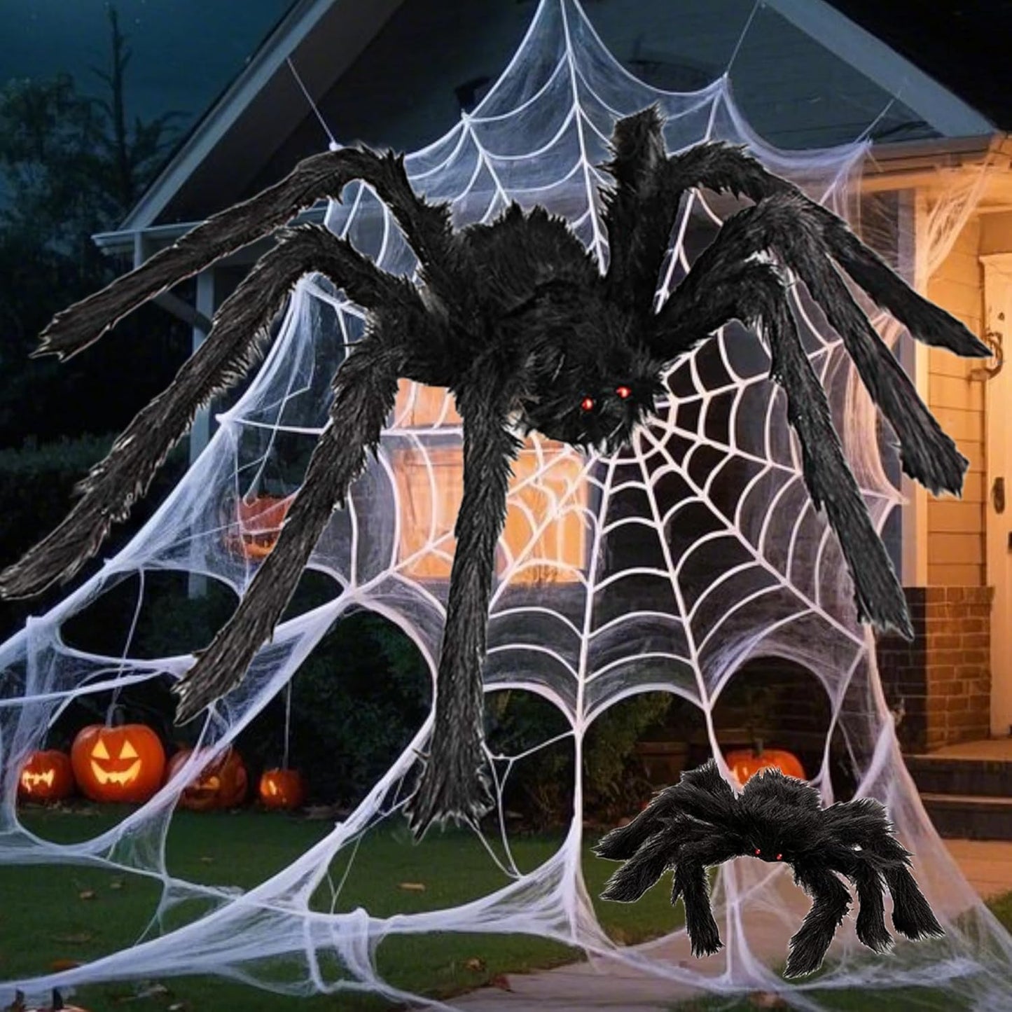 6 PCS Giant Hairy Black Spiders Set with Different Sizes (36” 30” 24” 18” 12”), Realistic Scary Fake Spiders