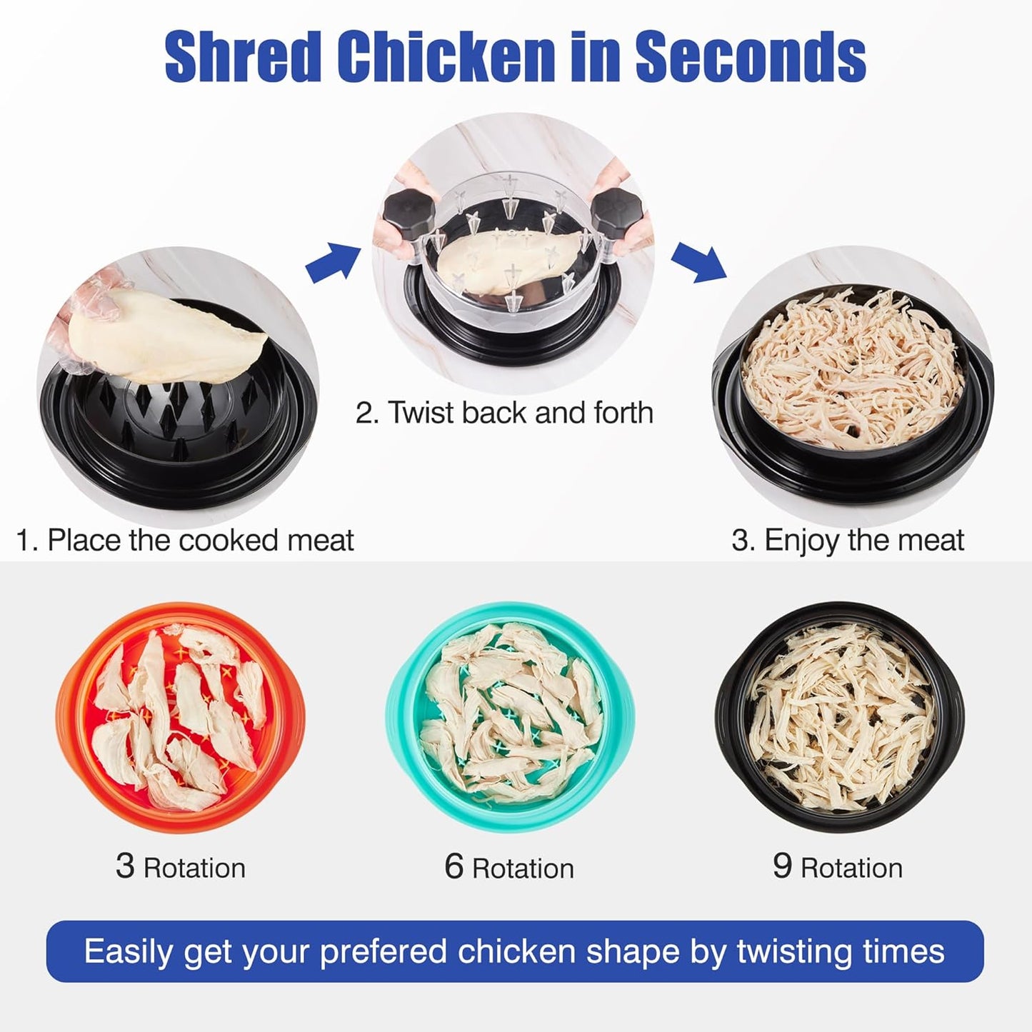 Grade Visible Meat Shredder with Strong Anti-Slip Base Ergonomic Handle Chicken Breast Shredder