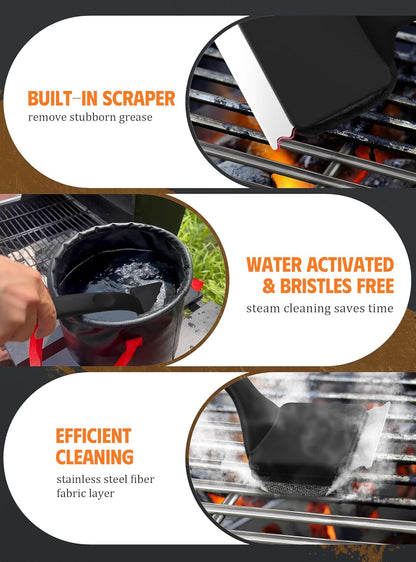 Grill Cleaner Brush with 5 BBQ Replacement Head for Cast Iron Stainless Steel Grates