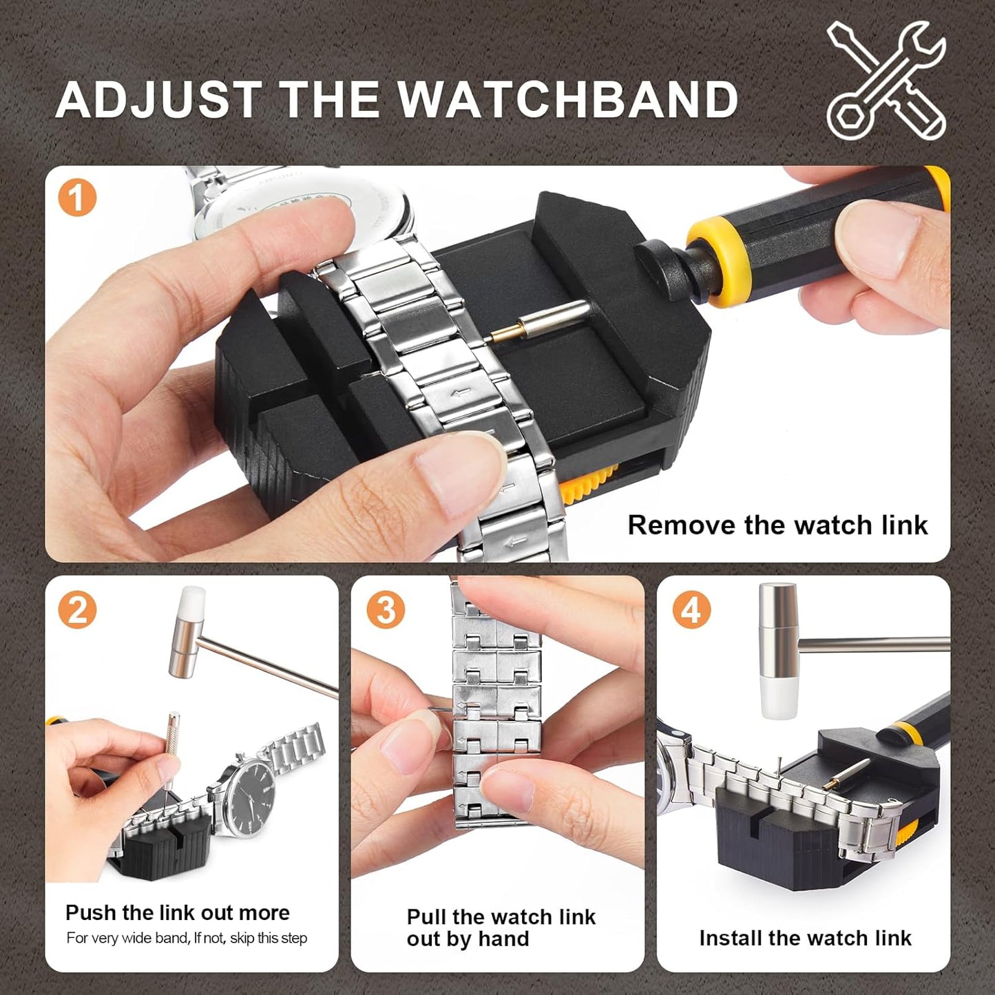 Resizing Tool for Bracelet Adjustment & Replacement Pin Remover for Sizing Strap Watch Adjuster