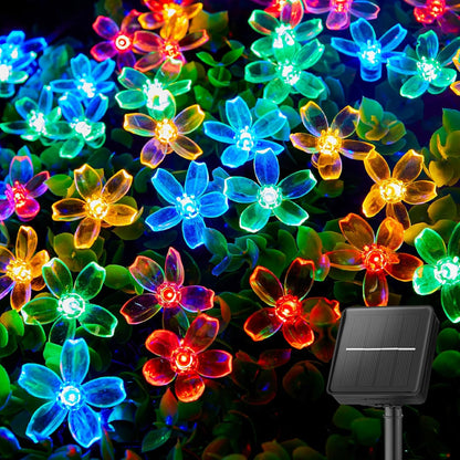 60 LED Flower Solar String Lights Outdoor Waterproof Fairy Lights for Garden Yard Fence Patio Christmas Tree