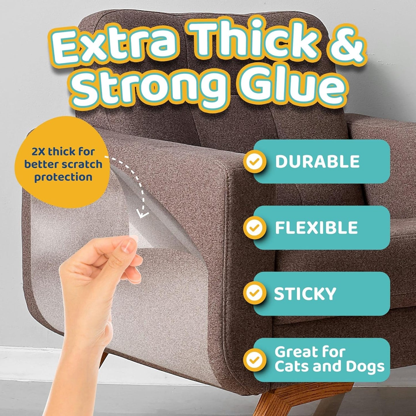 Anti Scratch Furniture Protector(160" x 13") Single-Sided Sticky Couch Protector for Cats