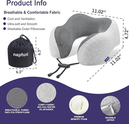 Neck Pillow for Traveling Upgraded Travel Neck Pillow for Airplane 100% Pure Memory Foam