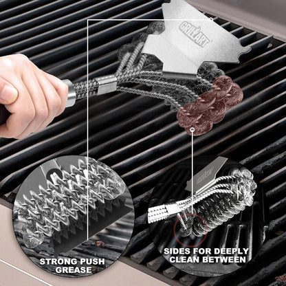 Safe BBQ Brush for Grill 18'' Stainless Grill Grate Cleaner Safe Grill Accessories for Porcelain
